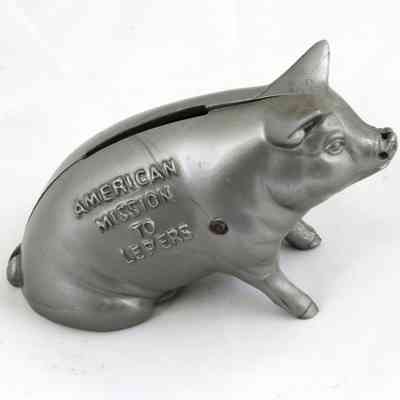 7002 - PETE THE PIG AMERICAN LEPROSY MISSION BANK (SILVER)