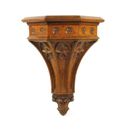 28,000 - 5 SIDE GOTHIC, WALL HUNG GIVING RECEPTACLE.