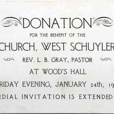 1908 – H	DONATION CARD FOR M.E. CHURCH WEST SCHUYLER, N.Y