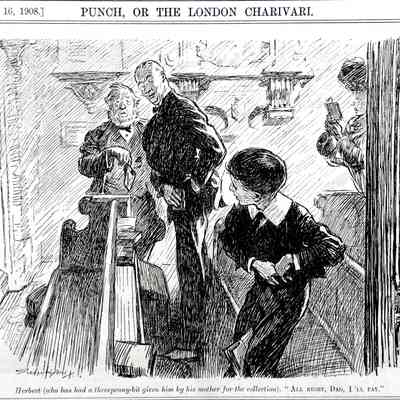1908 – B	ALRIGHT DAD, I’LL PAY. (A Punch Cartoon)