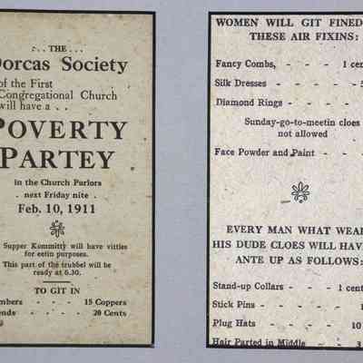 1911 – C	DORCAS SOCIETY POVERTY PARTY