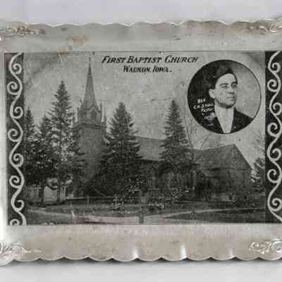 17,519 - CHURCH TIN TRAY. FIRST BAPTIST WAUKON, IA