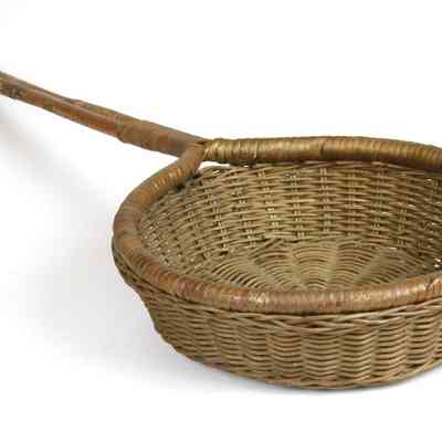 12,017 - LONG HANDLED OFFERTORY WOVEN LARGE BASKET