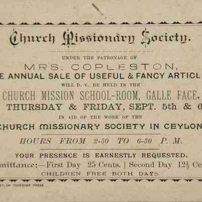 1889 – B	POSTAL STATIONARY CARD FOR CEYLON MISSIONARY SOCIETY