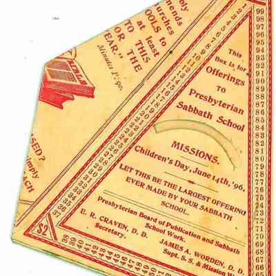 1896 – E	TRIANGLE CARD $1 BANK