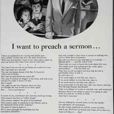 1942 – A	I WANT TO PREACH A SERMON: WW II ADVERTISEMENT