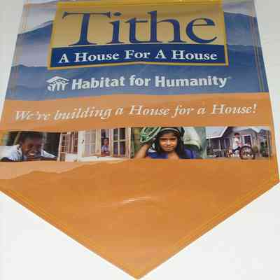 28,015 - "TITHE A HOUSE FOR A HOUSE" WALL HUNG BANNER.