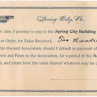 1902 – E	COLLATERAL SECURITY FOR CHURCH LOAN, SPRING CITY BUILDING AND LOAN