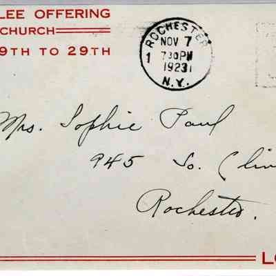 1923 – B	GOLDEN JUBILEE OFFERING FOR SALEM CHURCH