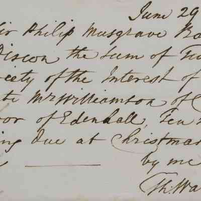 1819 – A	RECEIPT TO SIR PHILIP MUSGRAVE FOR PAYING SCHOOL & POOR DEBT