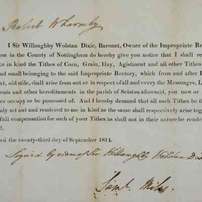 1814 – B	TITHE DEMAND ISSUED BY SELSTON RECTORY IN NOTTINGHAM