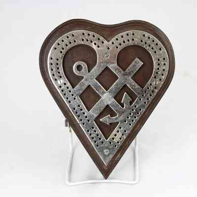20,511 - FAITH, HOPE, & CHARITY WOOD GAME PEG BOARD WITH FHC SYMBOLS