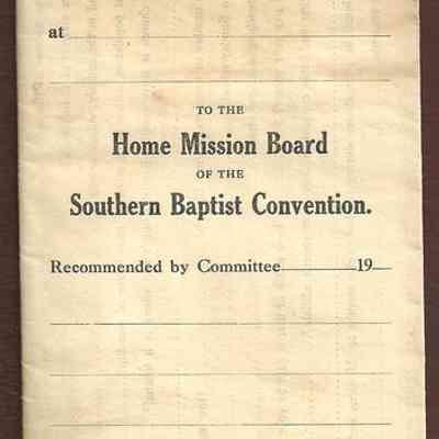 1917 – C	SBC DENOMINATION CHURCH LOAN APPLICATION