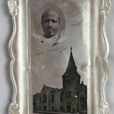 17,517 - CHURCH TIN TRAY. A.M.E. BIG ZION CHURCH