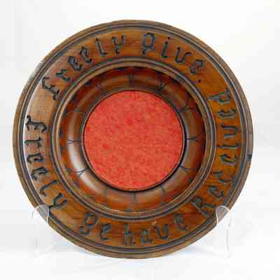 17,035 - CHURCH OFFERING PLATE WITH DETAILED OUTER & INNER ENGRAVING