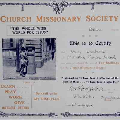 1920 – E	GIVEN OR COLECTED FOR THE CHURCH MISSIONARY SOCIETY
