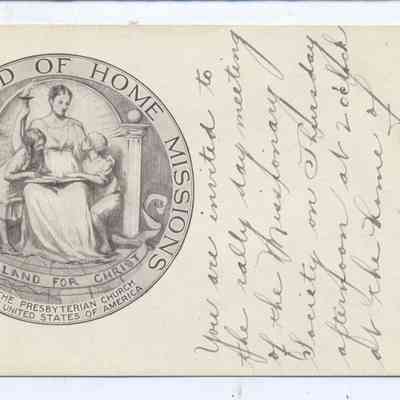 1898 – F	HOME MEETING INVITATION FOR WOMEN’S DONOR PARTY