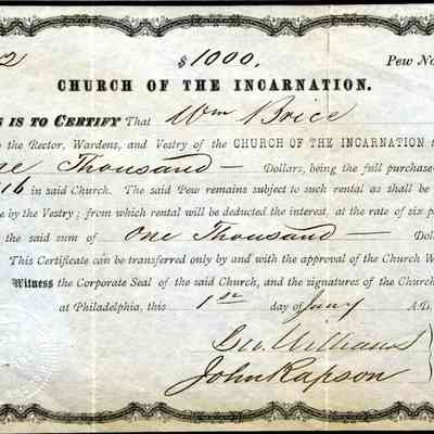 1876 – E	OUTRIGHT LIFE-TIME ESTATE PURCHASE OF CHURCH PEW