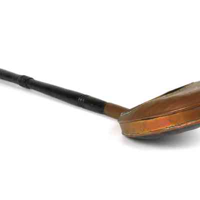 12,015 - LONG HANDLED OFFERTORY BRASS HALF-COVER COLLECTOR