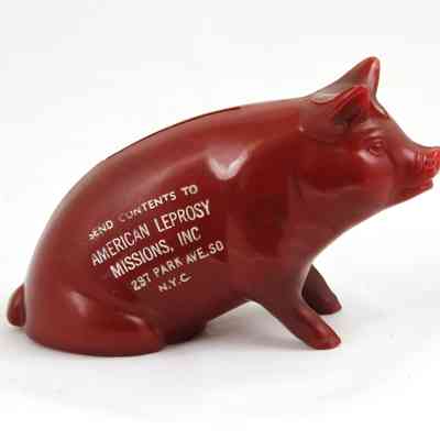 7000 - PETE THE PIG AMERICAN LEPROSY MISSION BANK (RED)