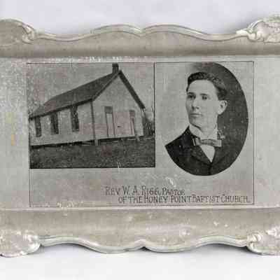 17,516 - CHURCH TIN TRAY. HONEY POINT BAPTIST CHURCH