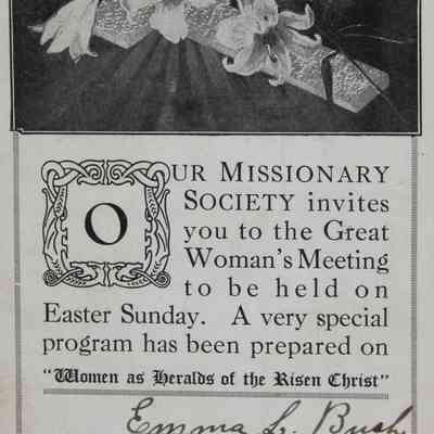 1917 – A	20TH CENTURY INVITATION TO WOMEN’S MISSIONARY MEETING