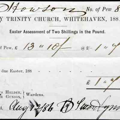1886 – D	EASTER ASSESSMENT BY HOLY TRINITY CHURCH - WHITEHAVEN