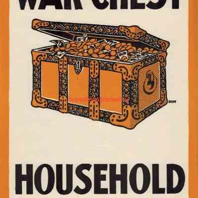 1915 – C	WW1 WAR CHEST HOUSEHOLD SIGN & LAPEL BADGE