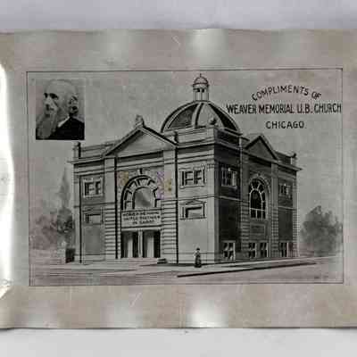 17,514 - CHURCH TIN TRAY - WEAVER MEMORIAL U.B. CHURCH
