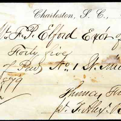 1879 – B	YEAR PEW RENT RECEIPT