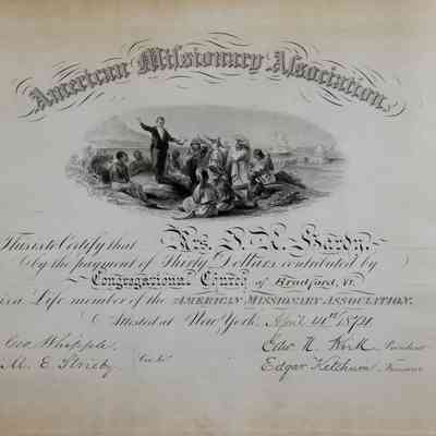 1874 – B	AMERICAN MISSIONARY ASSOCIATION LIFE MEMBER / GIVING CERTIFICATE