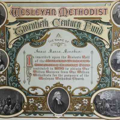 1895 – D	CERTIFICATE: WESLEYAN METHODIST 20TH CENTURY FUND CAMPAIGN