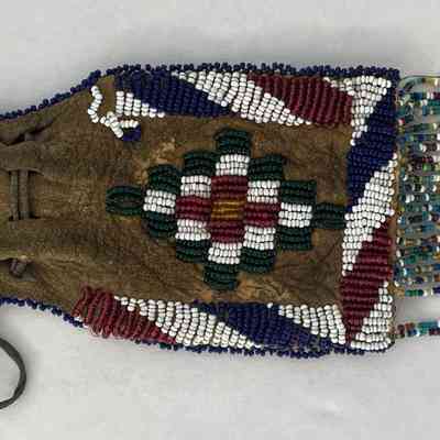 Small Beaded Bag with Geometric Designs