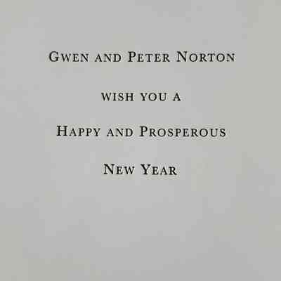 Back of Christmas Card from Gwen and Peter Norton