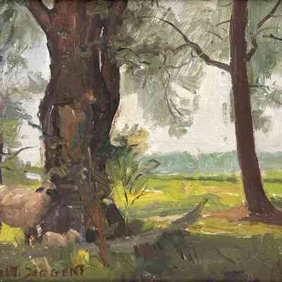 Untitled Summer Landscape with Sheep and Lamb)