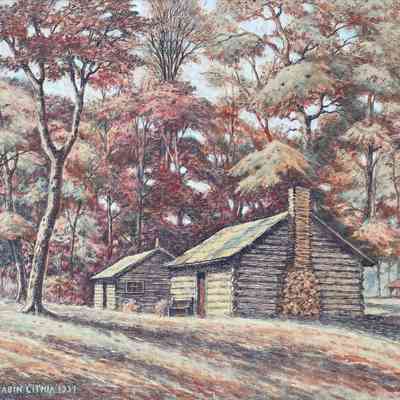 Reproduction of Lincoln Log Cabin- Lith. 1934