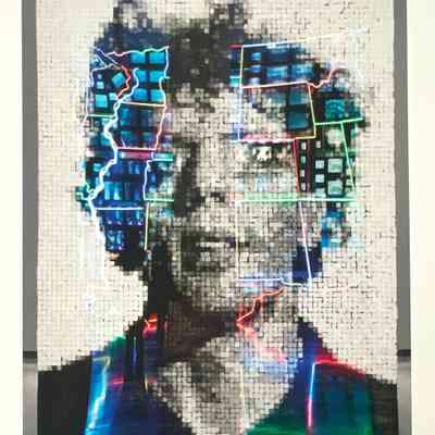 Phil III, Chuck Close, 1982
Portrait of Philip Glass with reflection of Nam June Paik's, Electronic Superhighway: Continental US, Alaska, Hawaii, 1995
Smithsonian American Art Museum, WDC, 2008
Seq #6