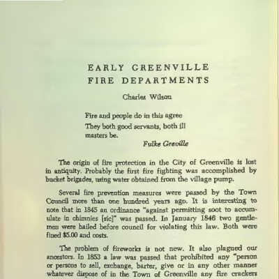 Early Greenville Fire Departments