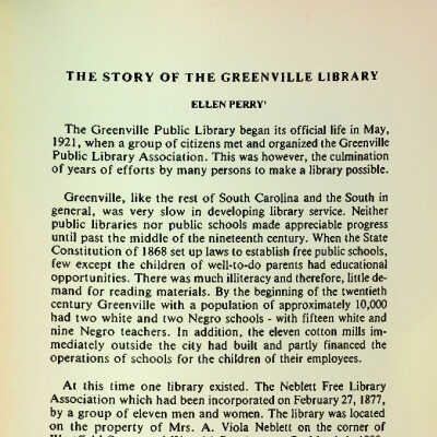 The Story of the Greenville Library
