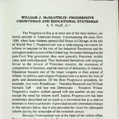 William J. McGlothlin: Progressive Churchman and Education Statesman