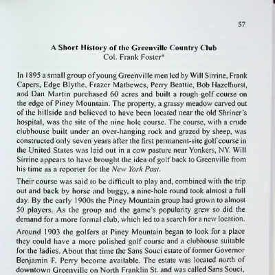 A Short History of the Greenville Country Club