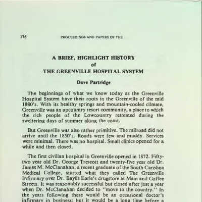 A Brief Highlight History of the Greenville Hospital System