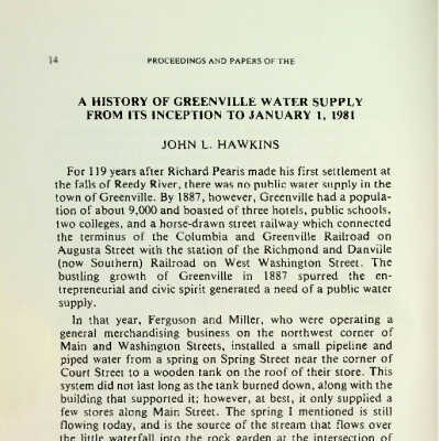 History of the Greenville Water System