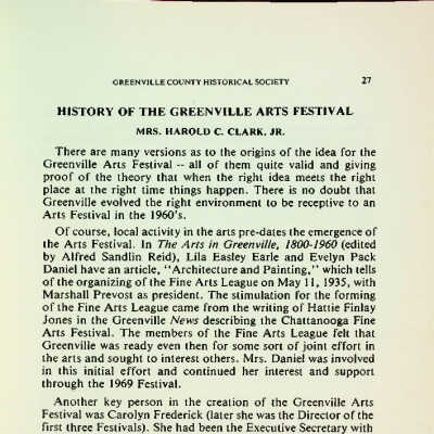 History of the Greenville Arts Festival