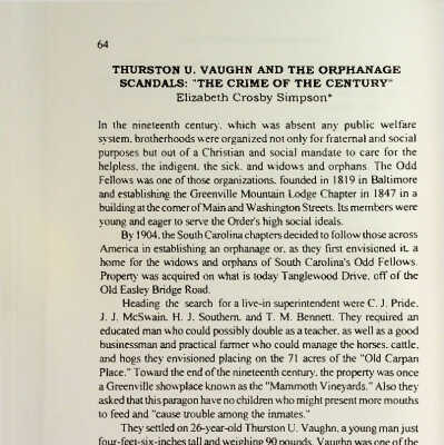 Thurston U. Vaughn and the Orphanage Scandals: "The Crime of the Century"