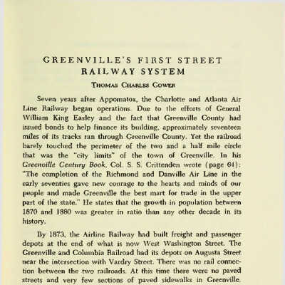 Greenville's First Street Railway System