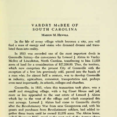 Vardry McBee of South Carolina