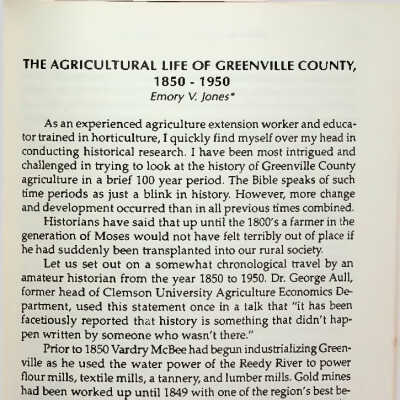 The Agricultural Life of Greenville County, 1850 - 1950