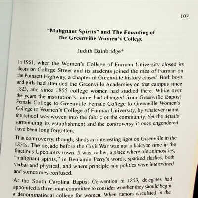Malignant Spirts and the Founding of the Greenville Women's College