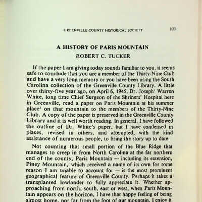 A History of Paris Mountain